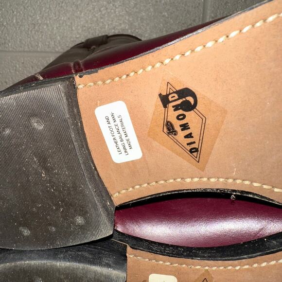New Diamond J Deadstock Western‎ Riding Boots Men\'s Size 6 Red Maroon Leather main image 5